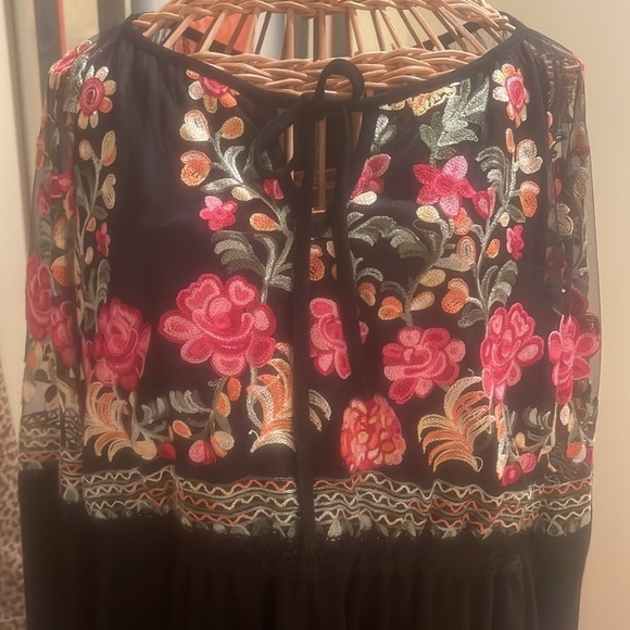 NWT Suzanne Betro  black dress with embroidery Lowered the price.. SALE - Picture 2 of 8